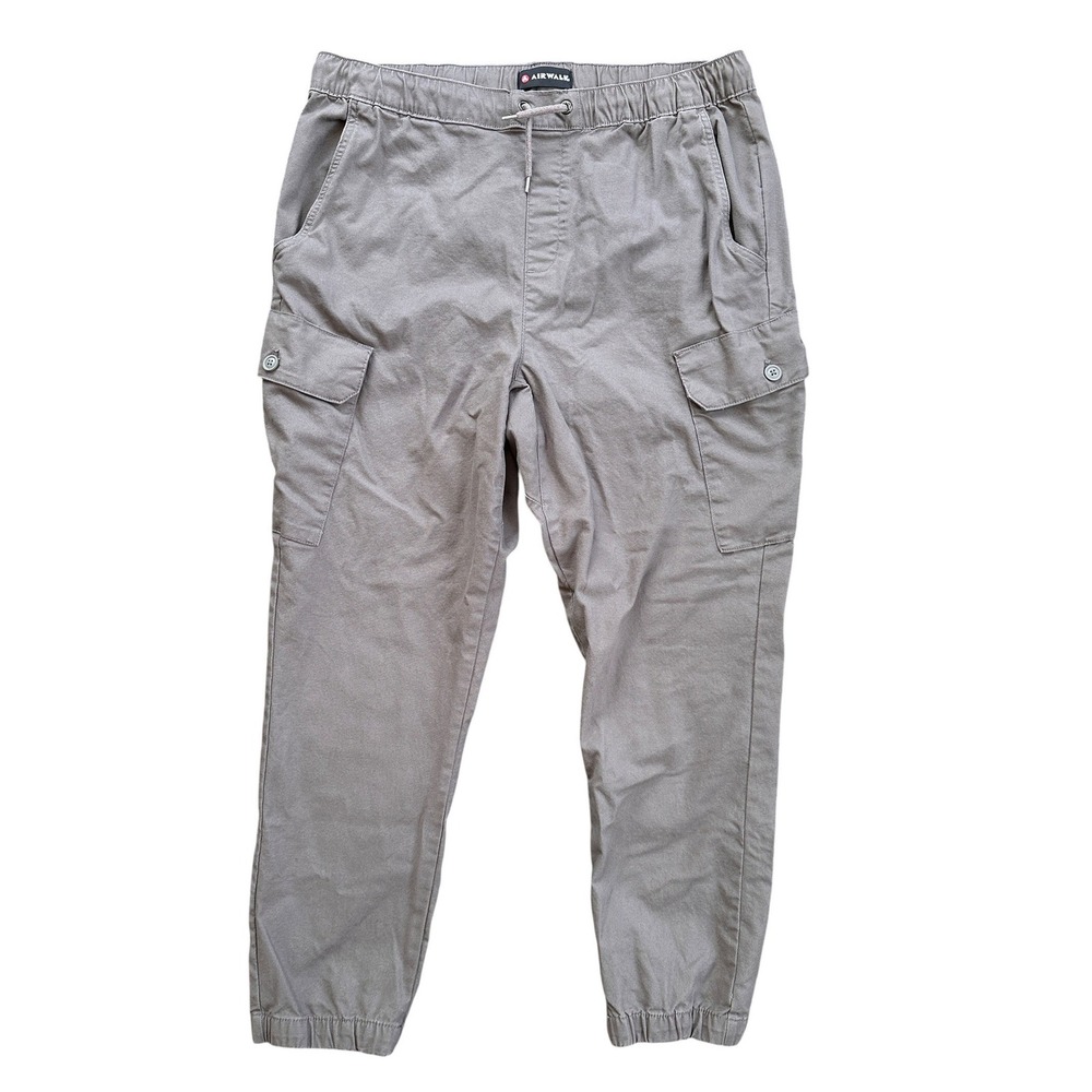 Airwalk Cargo Jogger Pants Mens XL Gray Excellent Elastic Waist Utility Tapered